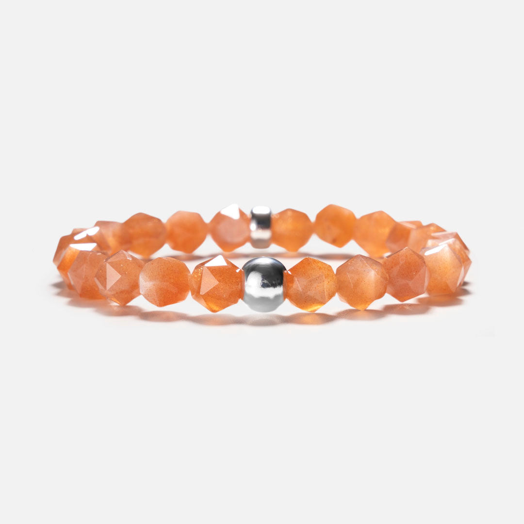 星鑽橙月光石925銀水晶手鏈