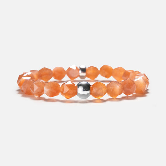 星鑽橙月光石925銀水晶手鏈