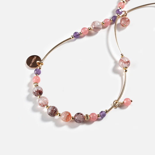 超級七紅紋石14K包金雙圈水晶手鏈