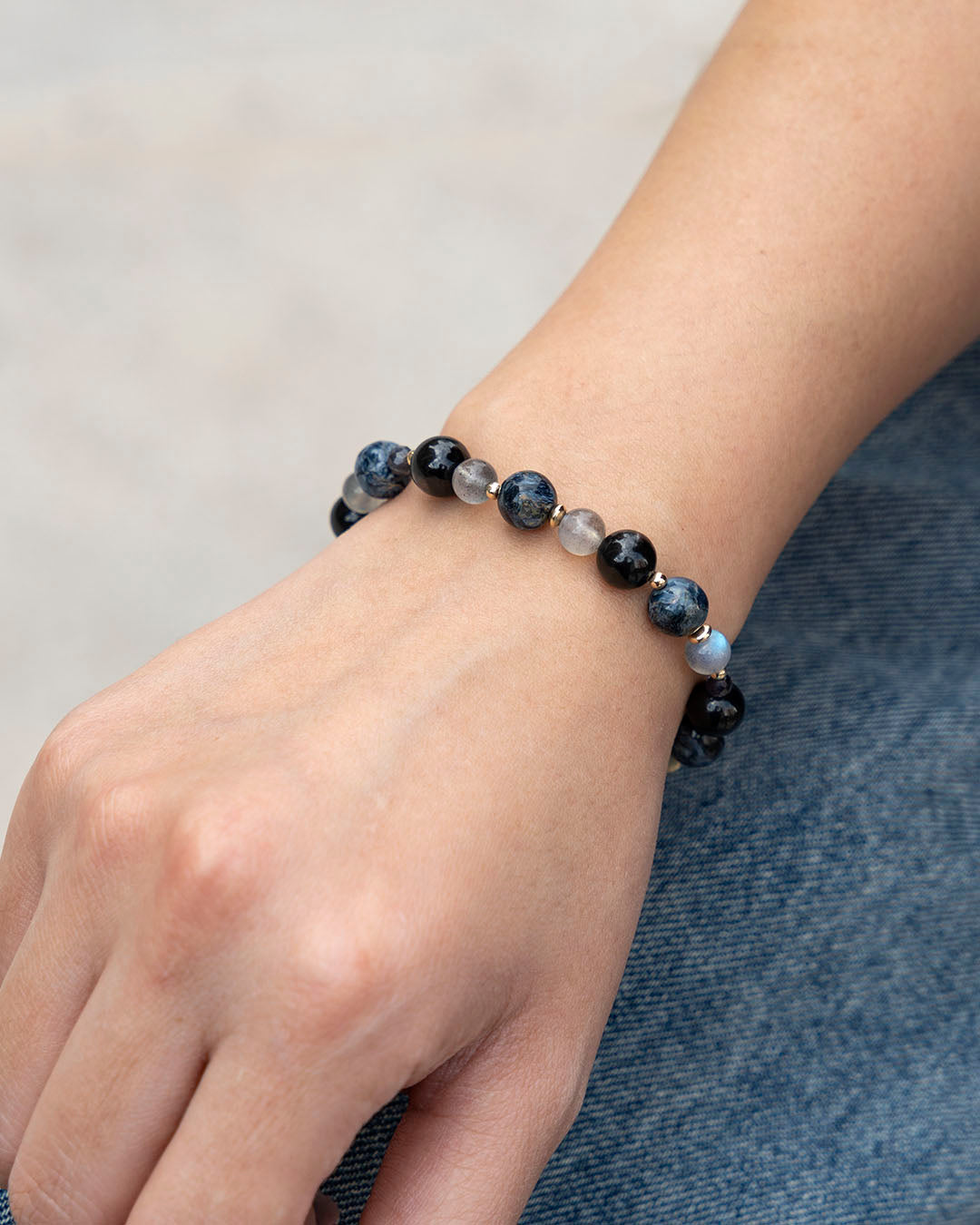 彼得石金運石拉長石14K包金手鏈