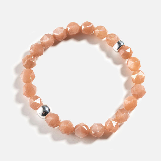 星鑽橙月光石925銀水晶手鏈