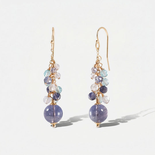 堇青石14K包金耳環