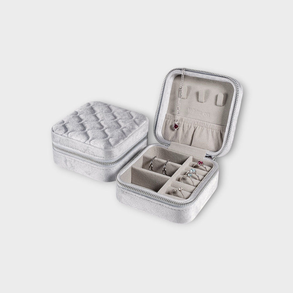 White on 霧灰絲絨首飾盒