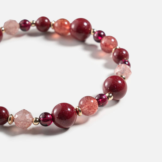 紫金硃砂石榴石草莓晶14K包金手鍊