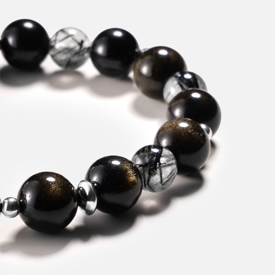 金沙黑曜石黑髮晶手鍊