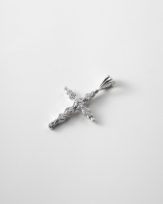 BLOOM Iris Cross Open Diamond Pendant