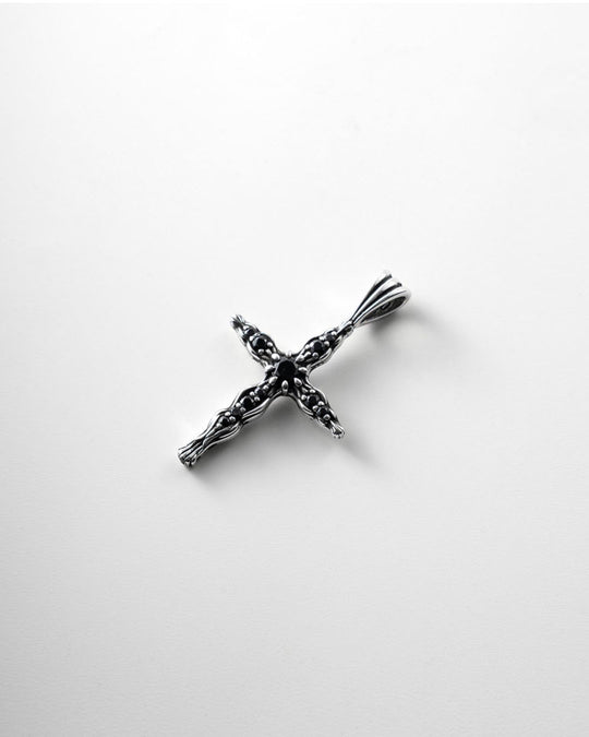 BLOOM Iris Cross Open Black Onyx Pendant