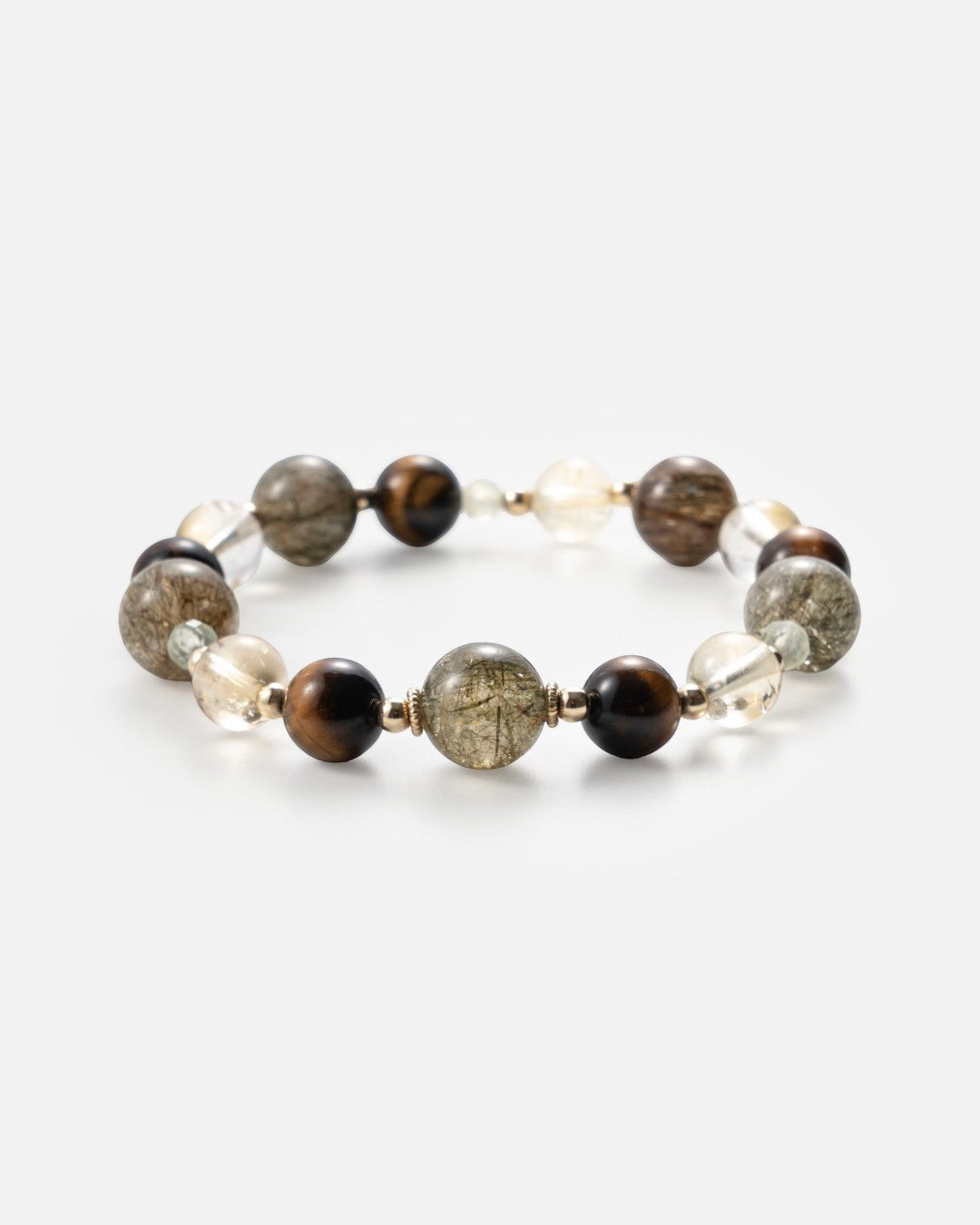 Green Tourmaline Rutilated, Tiger's Eye & Citrine Bracelet