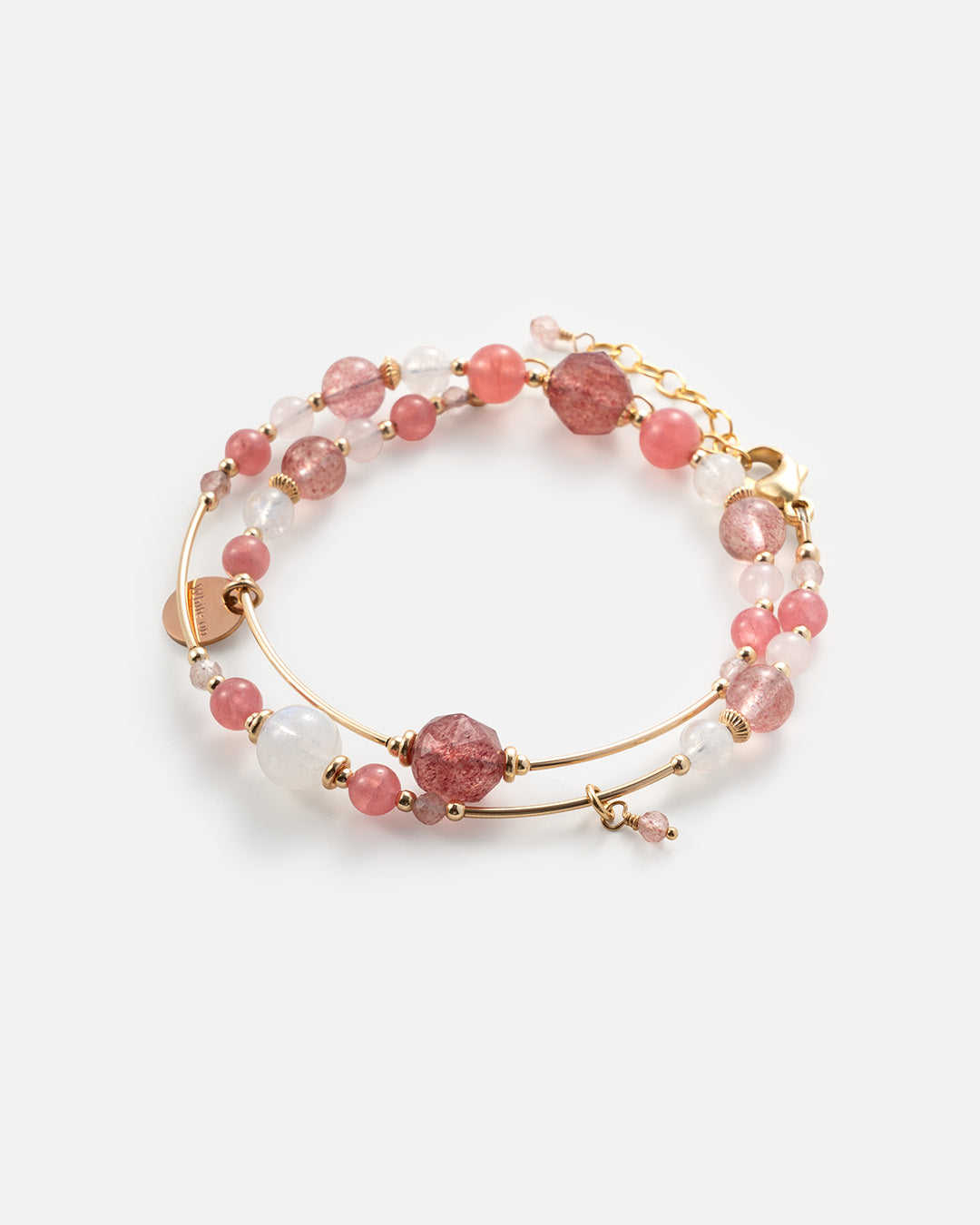 Strawberry Quartz & Rhodochrosite Double-wrap Bracelet