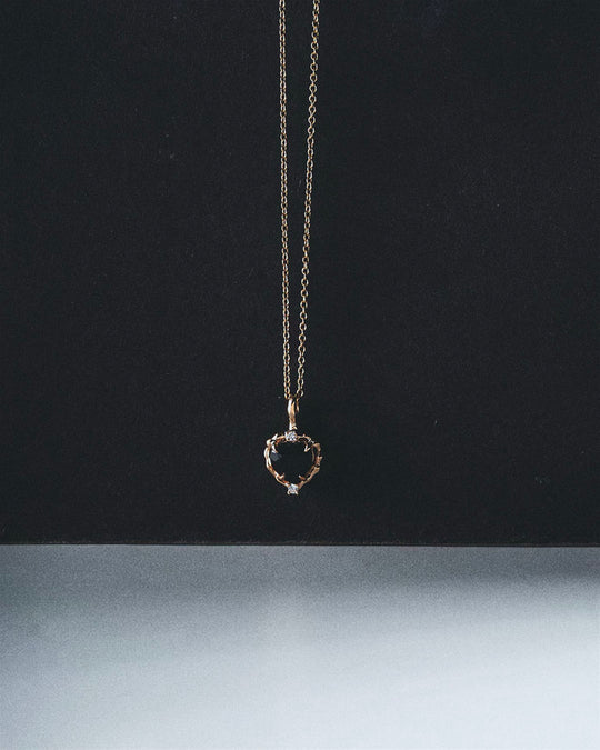 Wavy Heart Obsidian 14K Gold Pendant