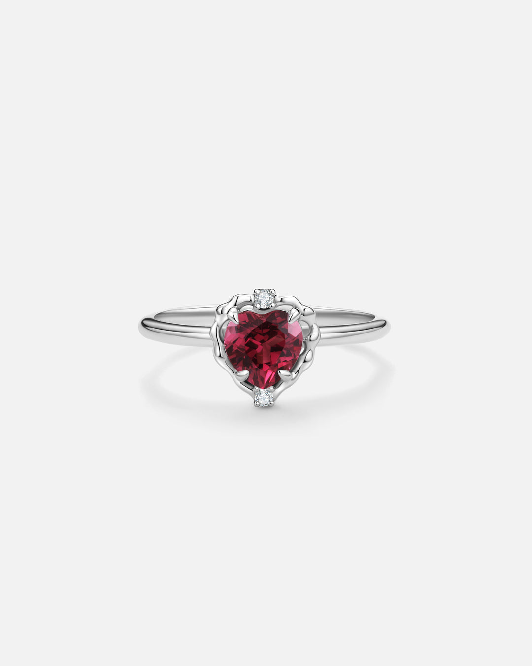 Wavy Heart Garnet Ring