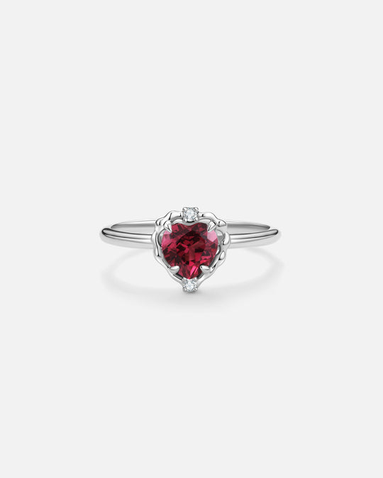 Wavy Heart Garnet Ring