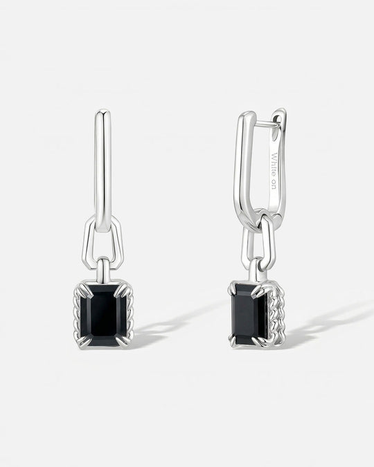 KNIT Black Onyx U-Hoop Earrings
