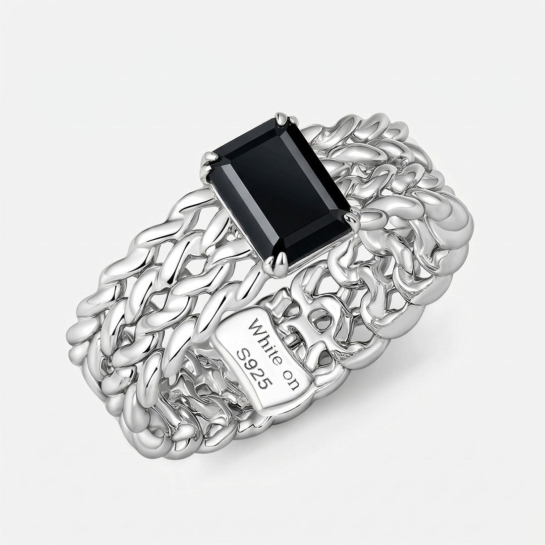 KNIT黑瑪瑙925銀戒指