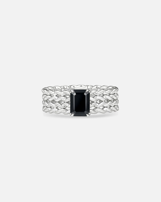 KNIT Black Onyx Wide band Ring