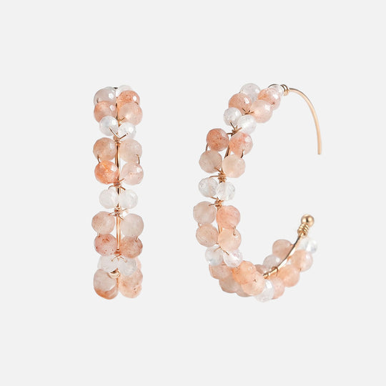 月亮石圈形耳環