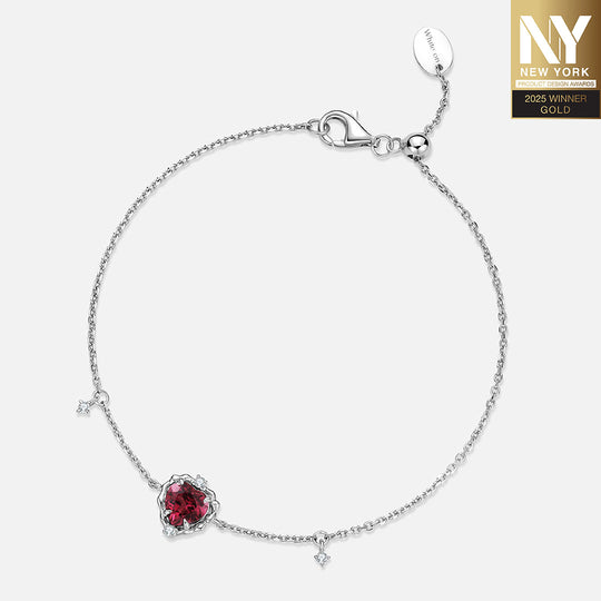 Wavy Heart 愛心鎂鋁石榴石925銀手鏈