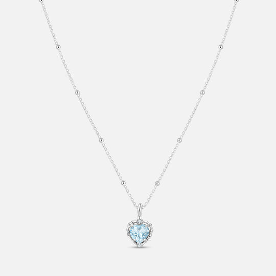 Wavy Heart Blue Topaz Pendant