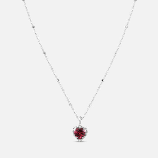 Wavy Heart Pyrope Garnet Pendant