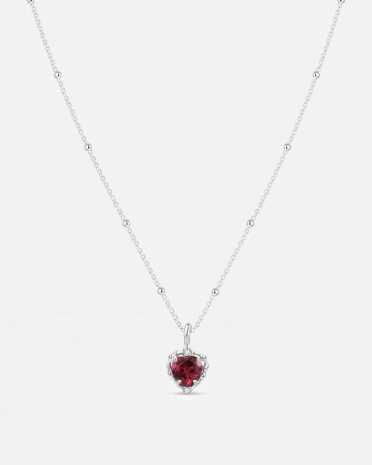 Wavy Heart 愛心石榴石吊墜