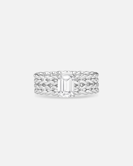 KNIT White Topaz Wide Band Ring