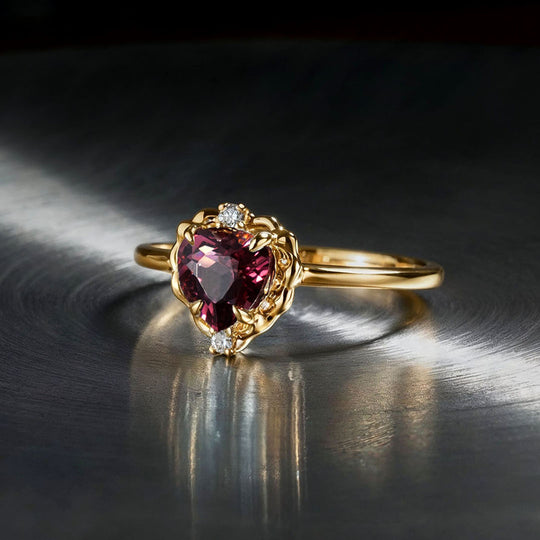 Wavy Heart 愛心鎂鋁石榴石14K金戒指