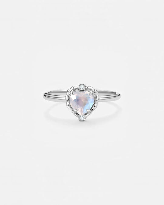 Wavy Heart Moonstone Ring