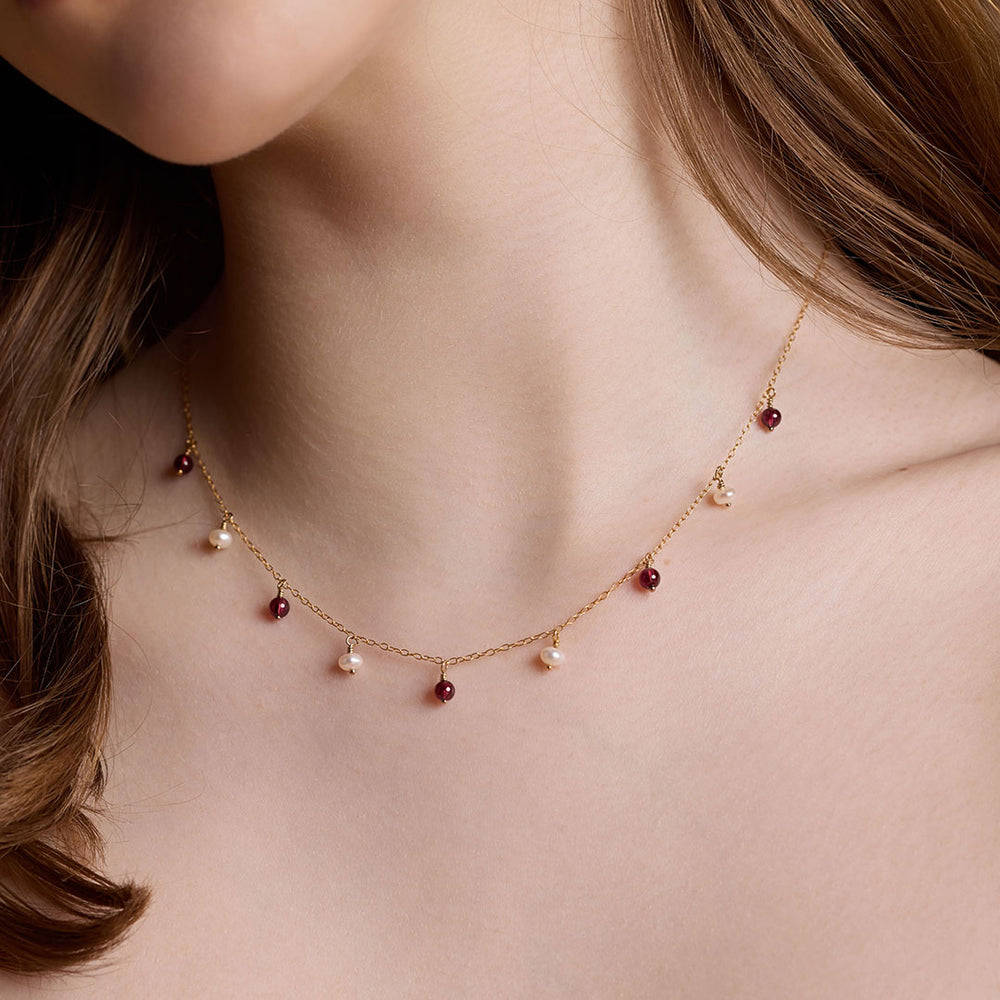 石榴石珍珠頸鏈