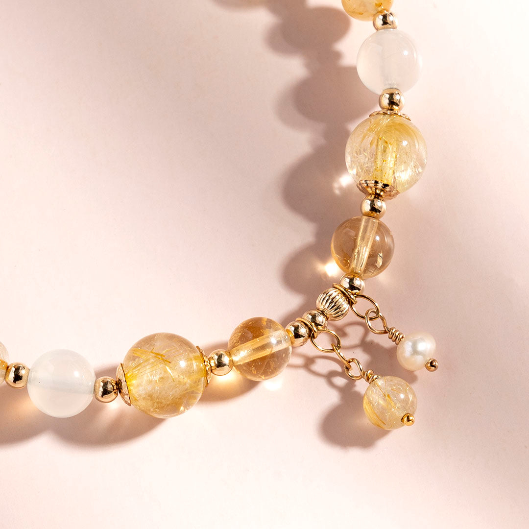 Blonde citrine moonstone 14K gold filled crystal bracelet