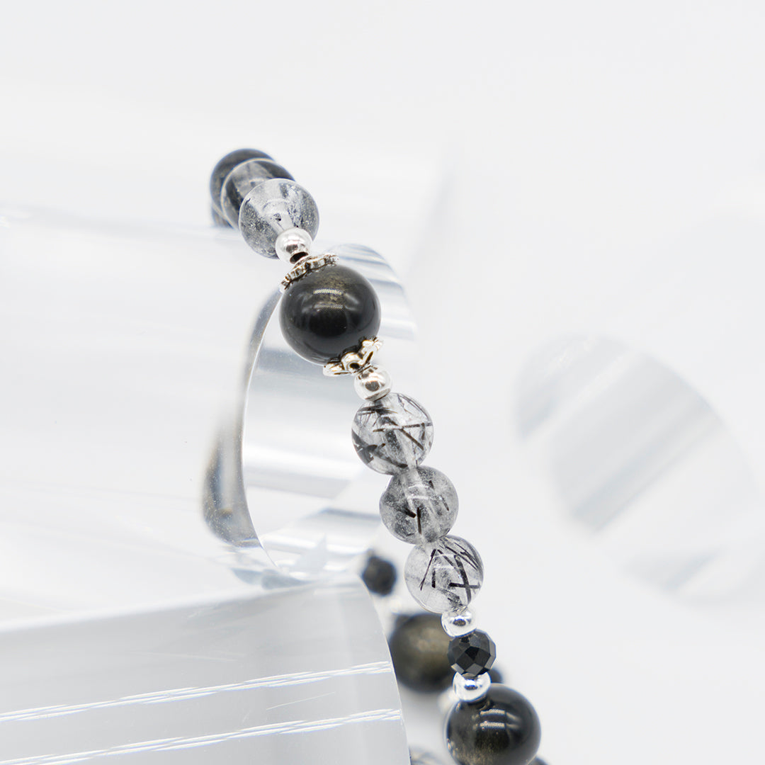 Black crystal obsidian bracelet