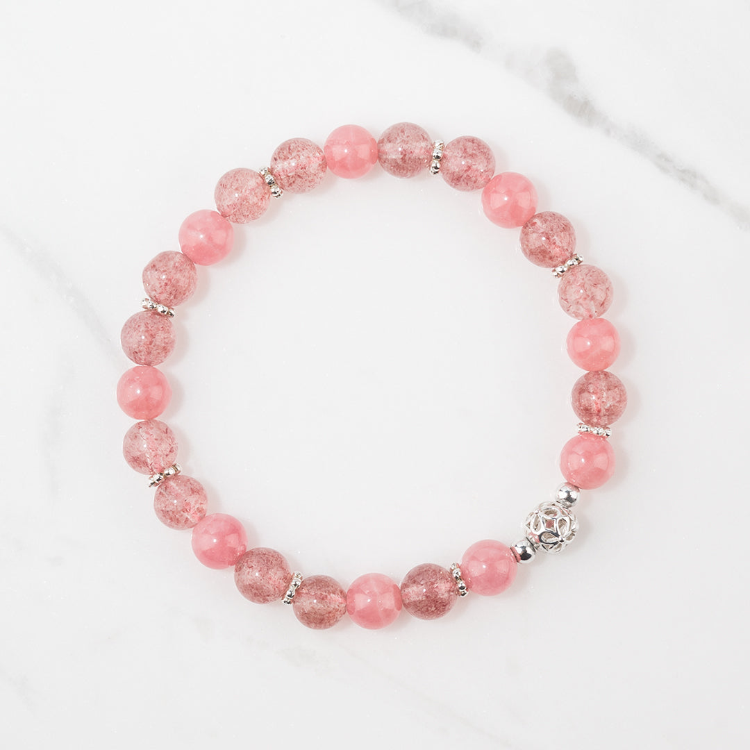 Rhodochrosite Strawberry Crystal Bracelet
