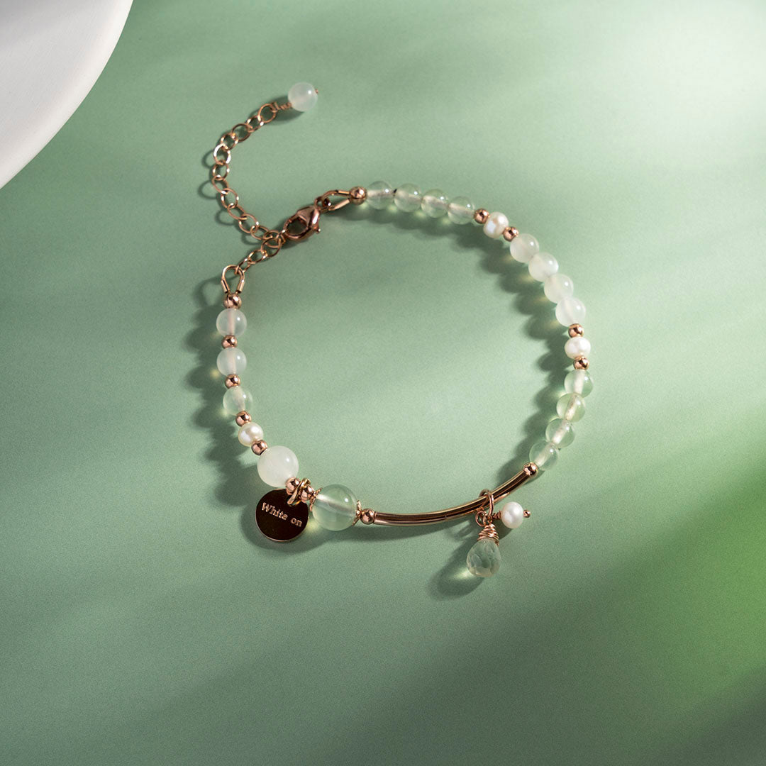Prehnite moonstone crystal bracelet