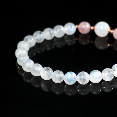 Blue Moonstone Rose Quartz Crystal Bracelet
