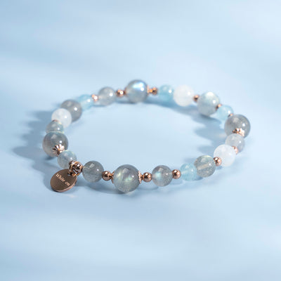 Labradorite Moonstone Aquamarine Crystal Bracelet