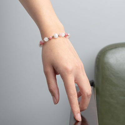 Rhodochrosite moonstone rose quartz translucent plaster 14k gold-filled crystal bracelet