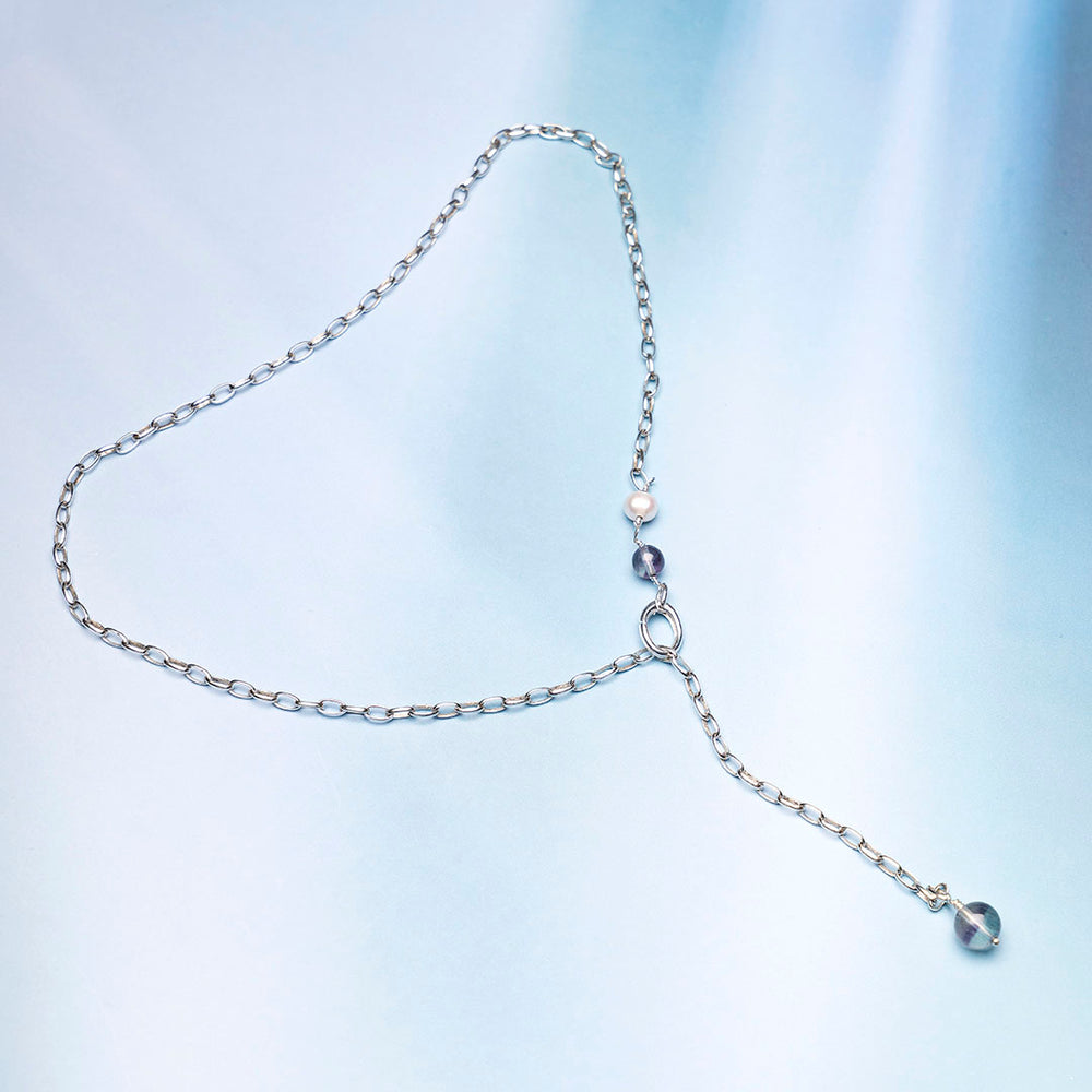 螢石珍珠925銀水晶項鏈