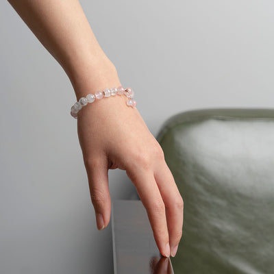 White Ghost Rose Quartz Crystal Bracelet