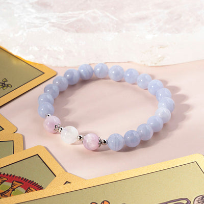 Blue veined agate kunzite bracelet