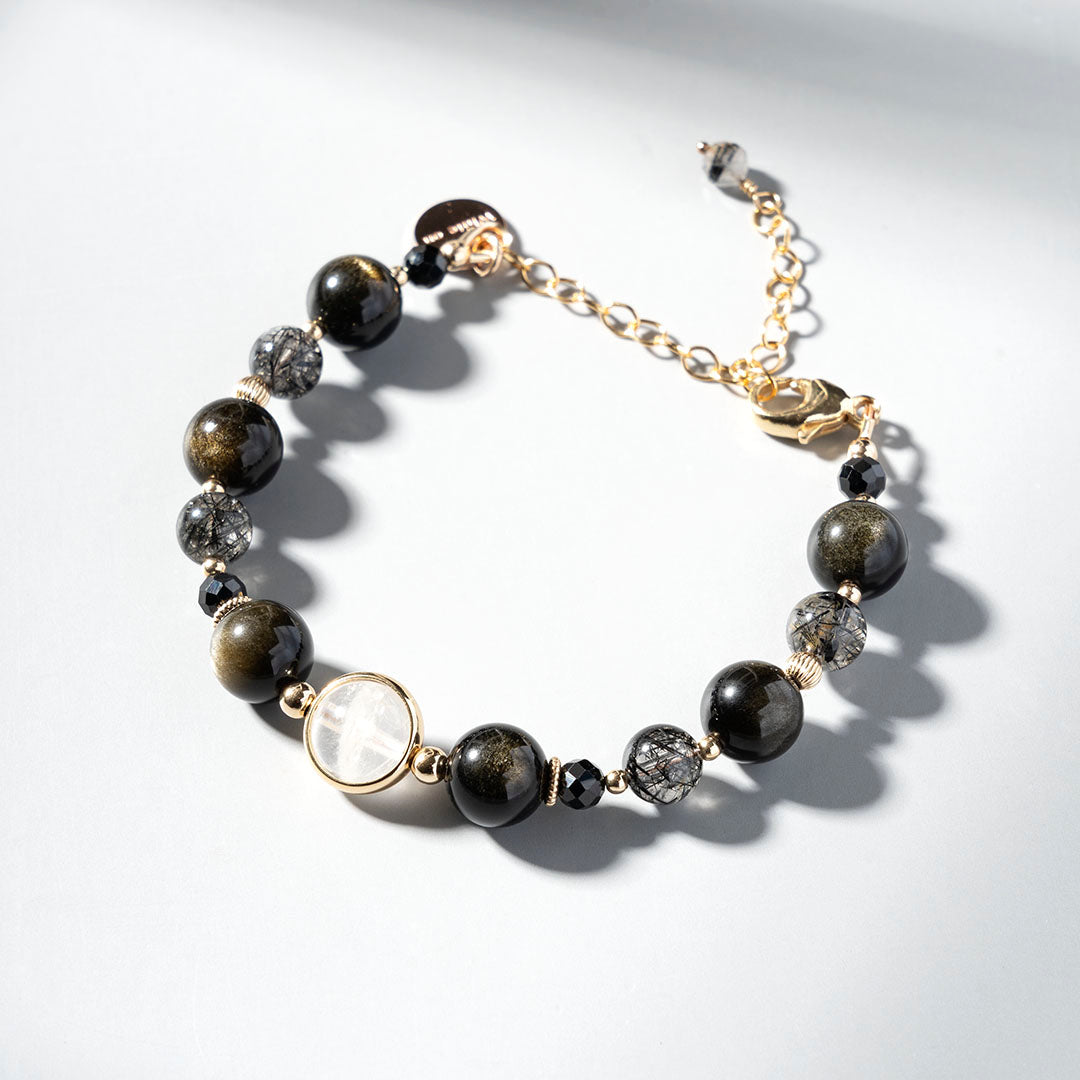 Jinsha Obsidian Black Spinel 14K gold-filled bracelet