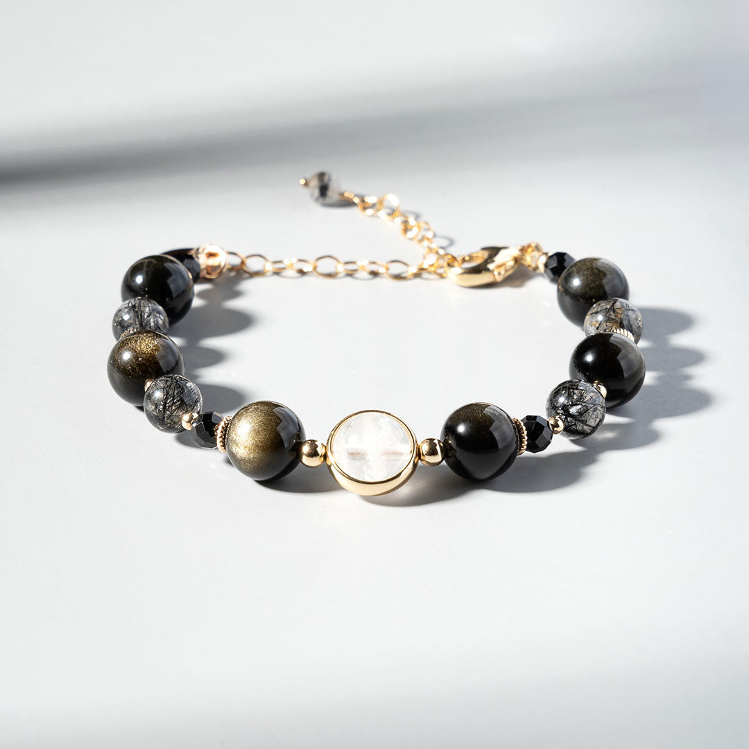 Jinsha Obsidian Black Spinel 14K gold-filled bracelet